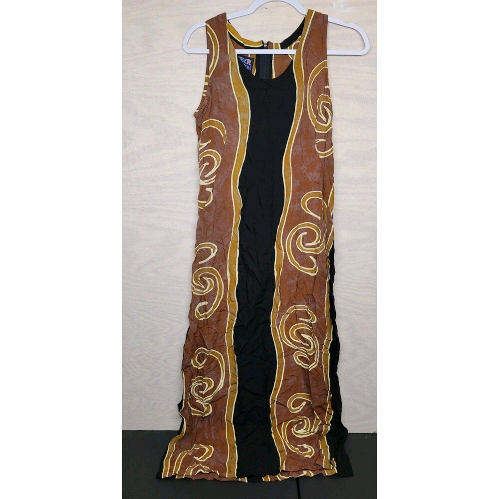 Tropical Tantrum SZ Medium Fitted Maxi Dress Zippered Back Sleeveless Side Slit